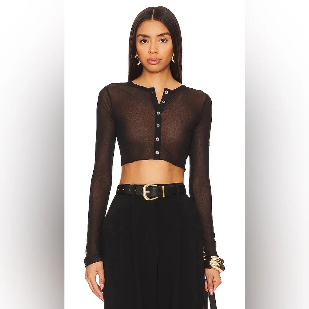 🆕 LOVERS AND FRIENDS CARDIGAN STEPH SHEER Mesh Cropped Top Size XS